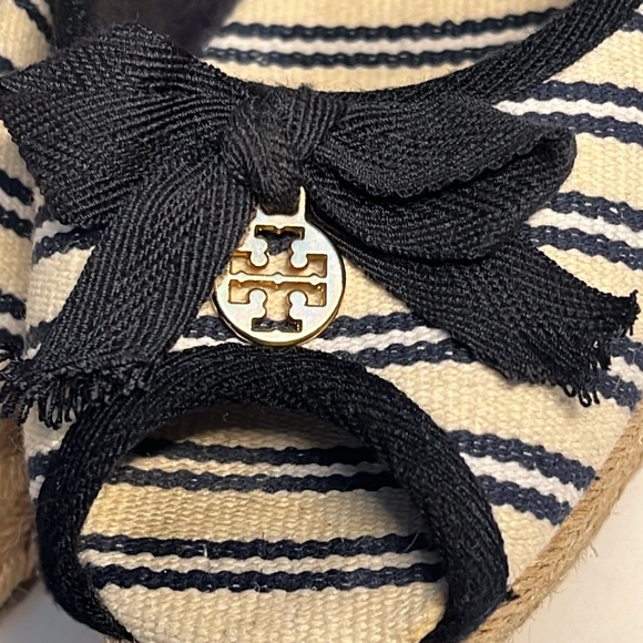 Tory Burch Jackie Striped Peep-Toe Wedge  Women’s Size US 11 B - Picture 6 of 15